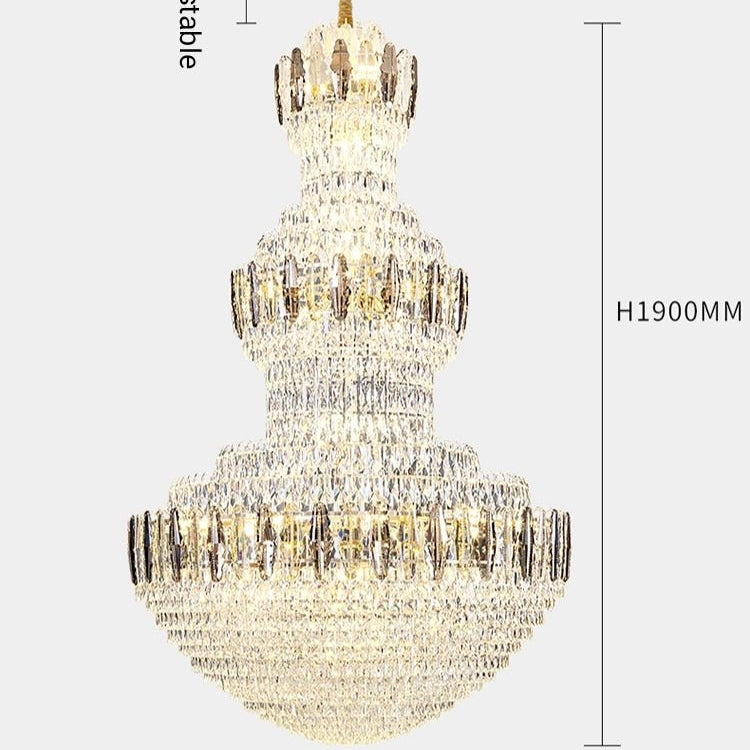 Extra Large Round Crystal Chandelier Luxury Foyer High Ceiling Light Fixture For Living Room/ Hotel Hall Entrance - D39.4"*H63"/ 30 LightsWhite LightBlushlighting