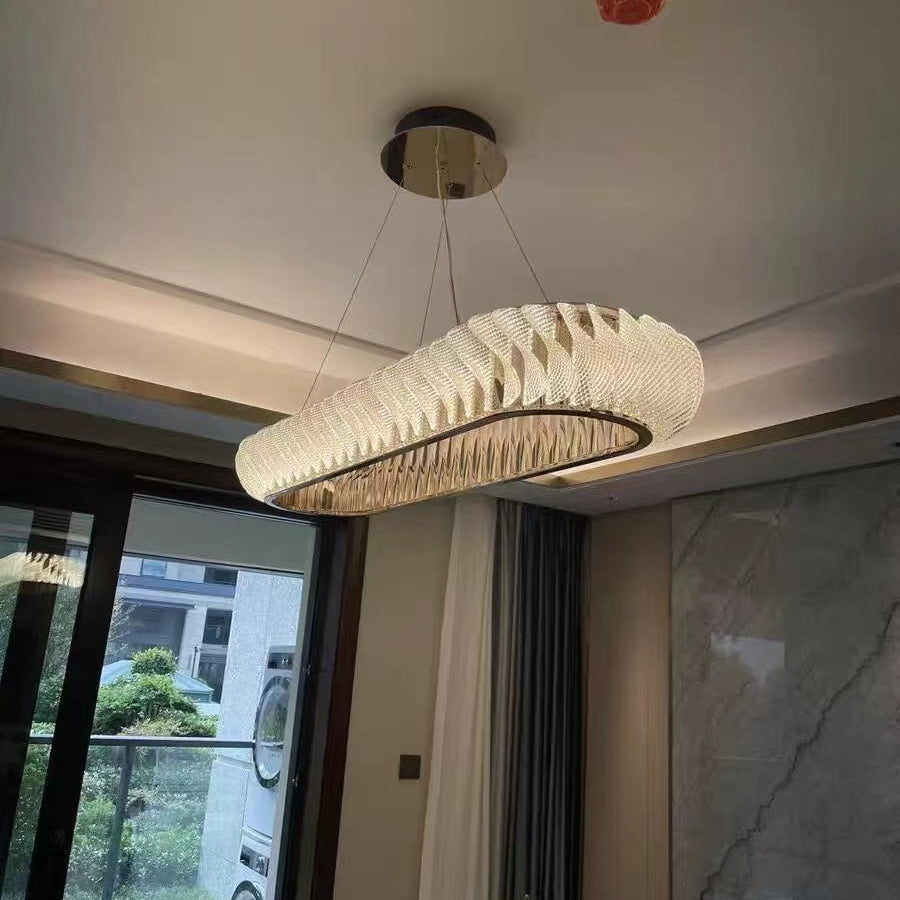 Extra Large Tiers Modern Stainless Steel Oval Chandelier for Dining Room/Kitchen Island/Big Entrys - L47.2"*H4.7"Blushlighting