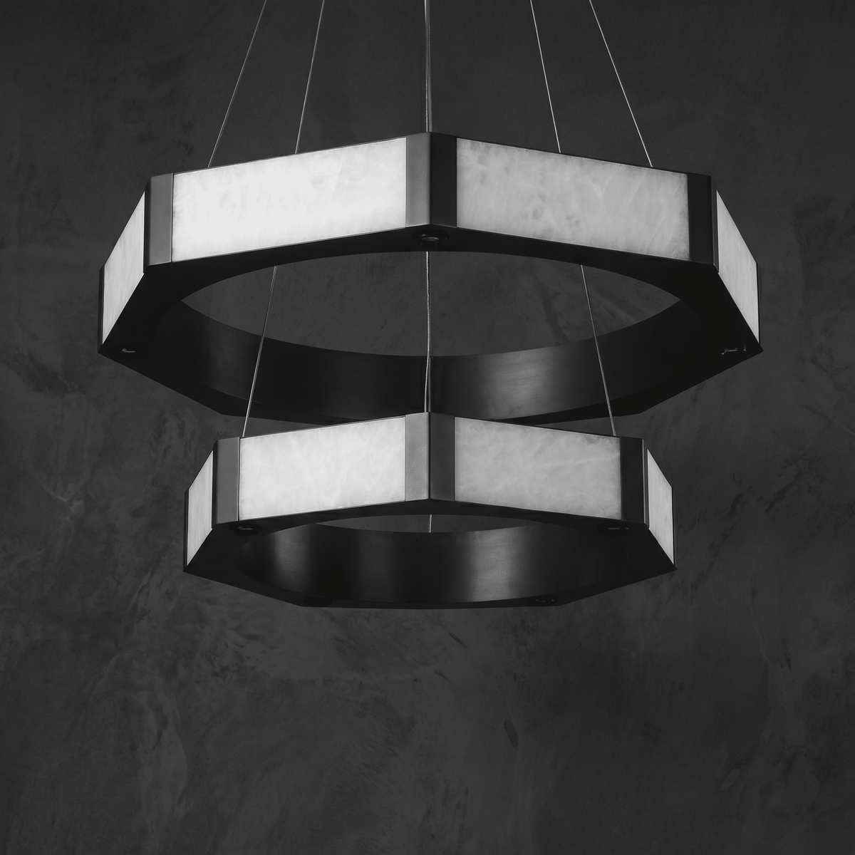 Facetra Hexagonal Black Ring Chandelier - D600Blushlighting