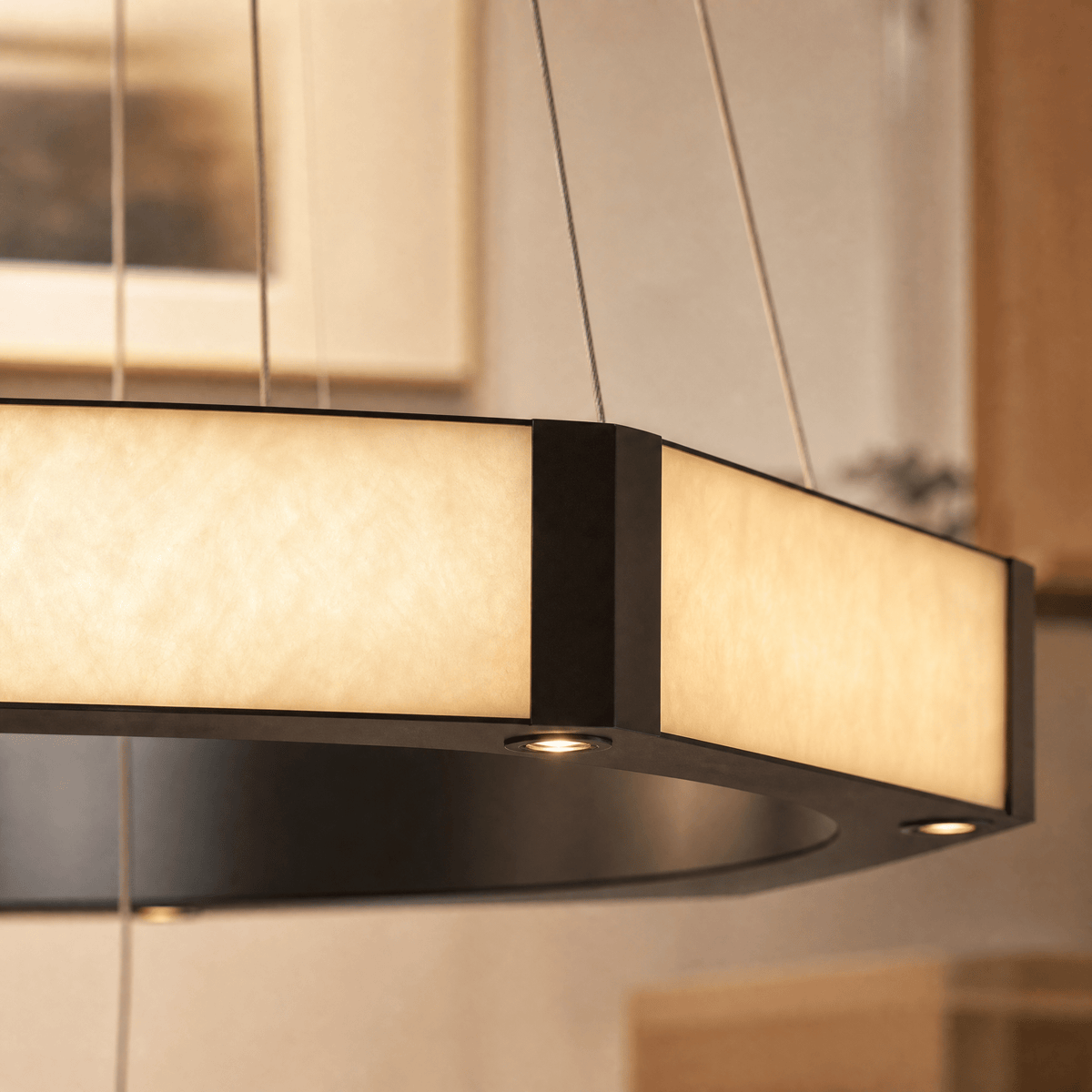 Facetra Hexagonal Black Ring Chandelier - D600Blushlighting