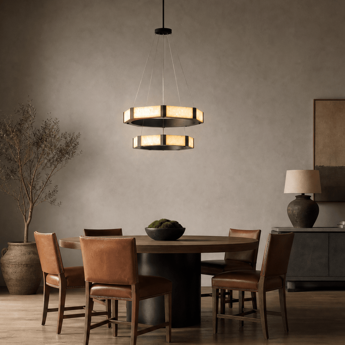 Facetra Hexagonal Black Ring Chandelier - D600Blushlighting