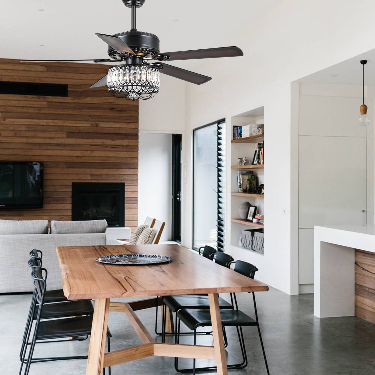 Farmhouse Crystal Ceiling Fan Light - BlackBlushlighting