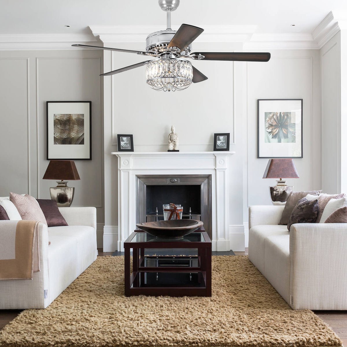 Farmhouse Crystal Ceiling Fan Light - SilverBlushlighting