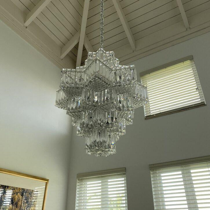 Fashion Star Shaped Chandelier Crystal Ceiling Light Fixture For Small Living Room/ Bedroom - 4 Layers / D23.6"*H15.8"/26kgWarm LightBlushlighting