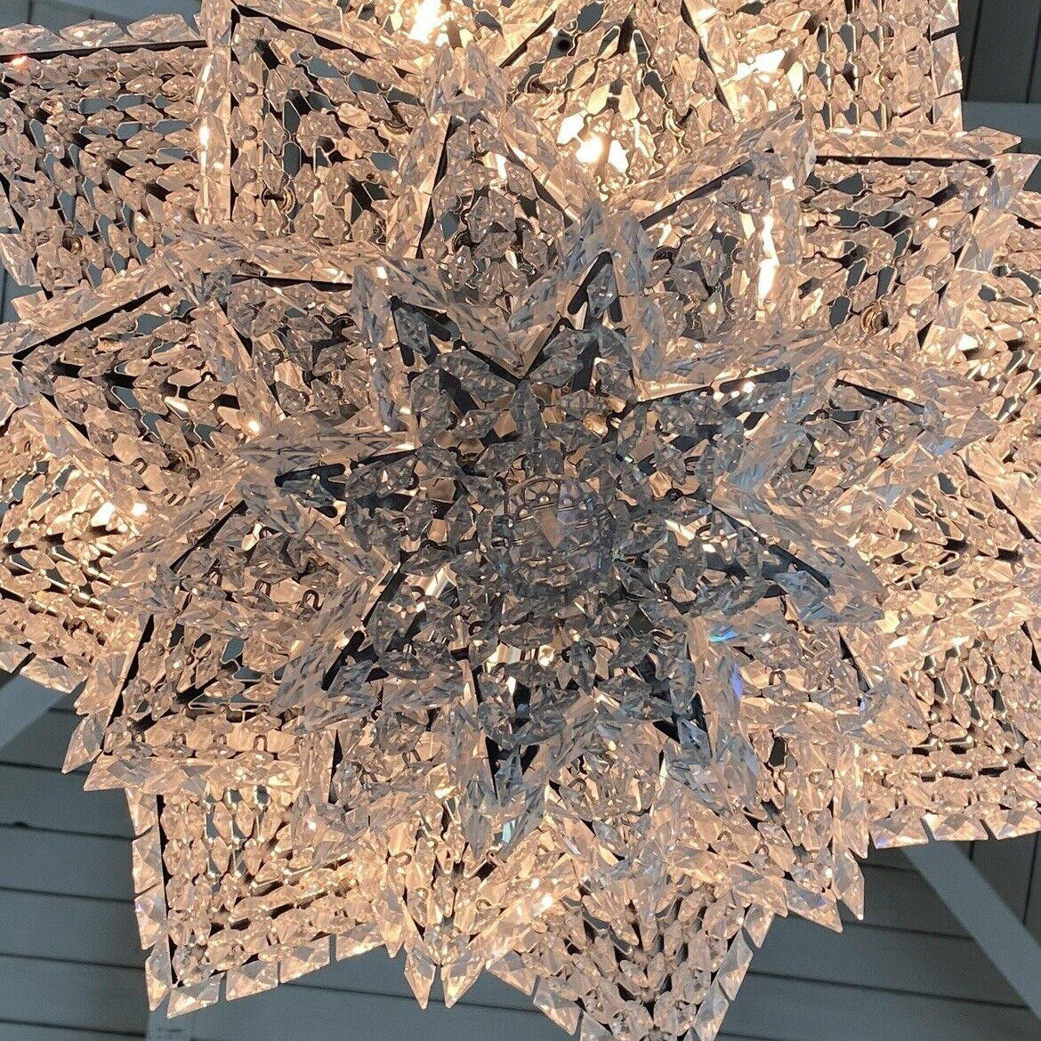 Fashion Star Shaped Chandelier Crystal Ceiling Light Fixture For Small Living Room/ Bedroom - 4 Layers / D23.6"*H15.8"/26kgWarm LightBlushlighting