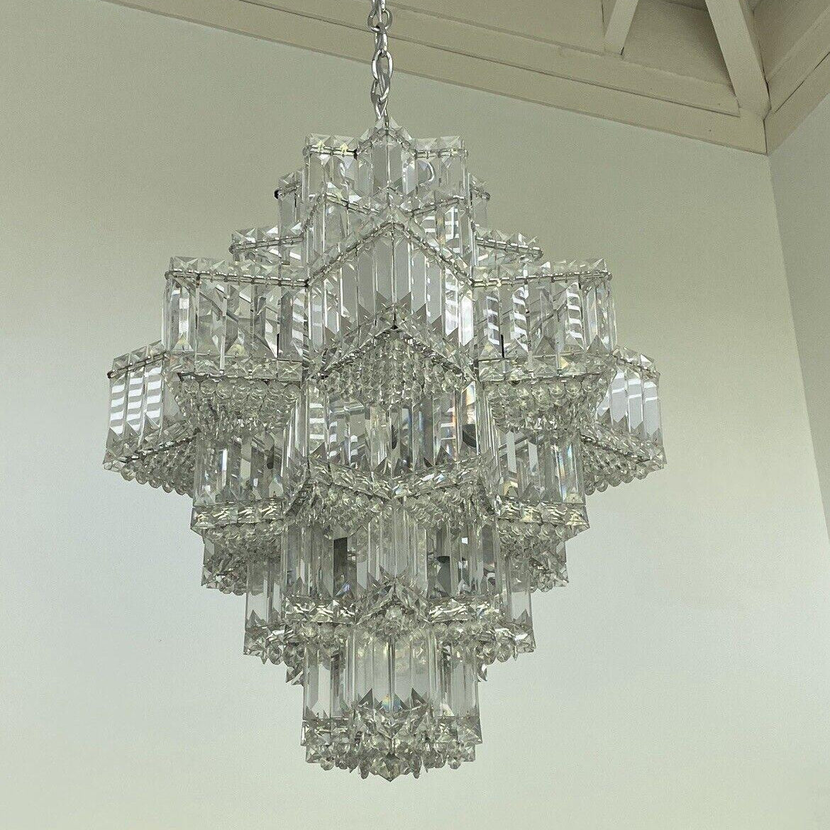 Fashion Star Shaped Chandelier Crystal Ceiling Light Fixture For Small Living Room/ Bedroom - 4 Layers / D23.6"*H15.8"/26kgWarm LightBlushlighting