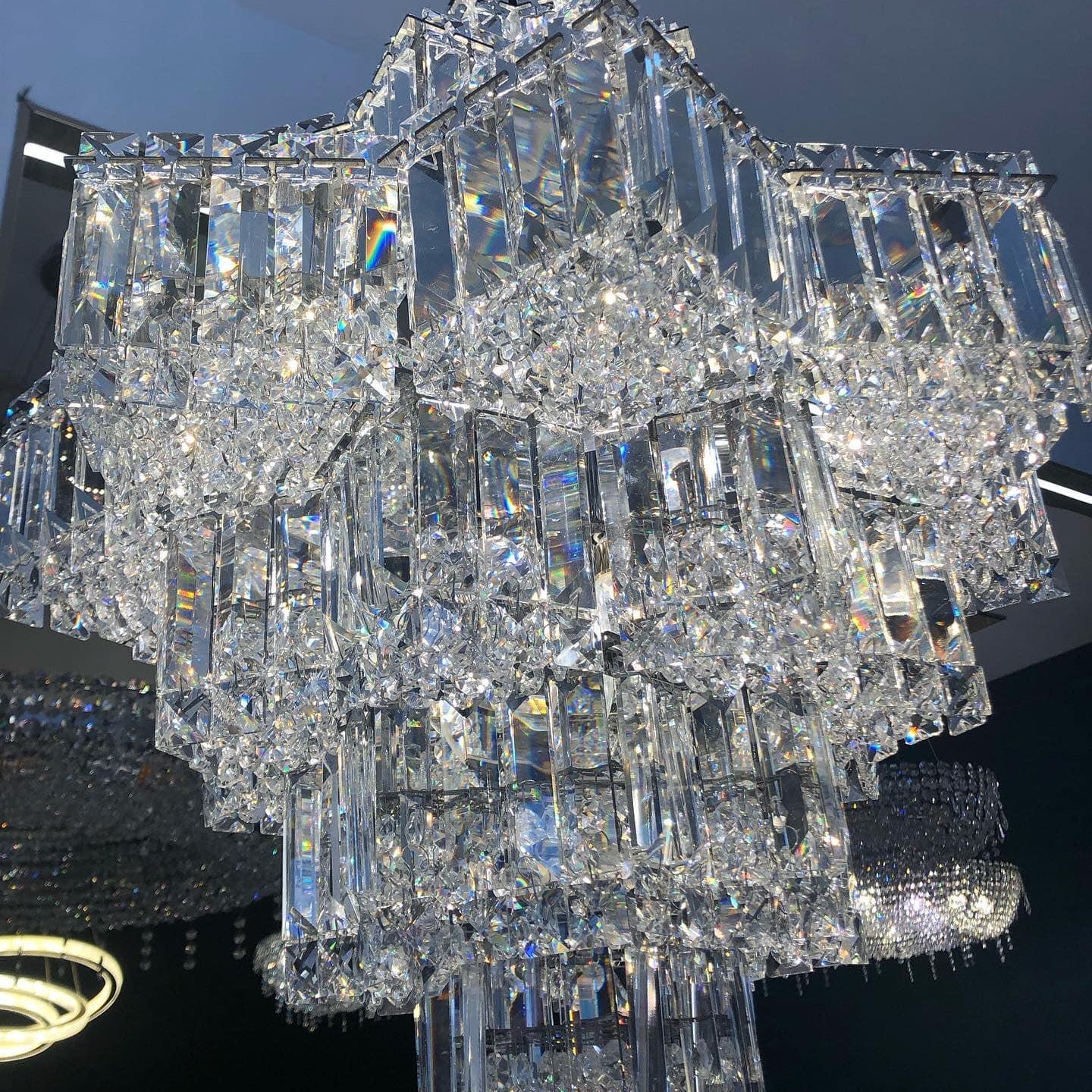 Fashion Star Shaped Chandelier Crystal Ceiling Light Fixture For Small Living Room/ Bedroom - 4 Layers / D23.6"*H15.8"/26kgWarm LightBlushlighting