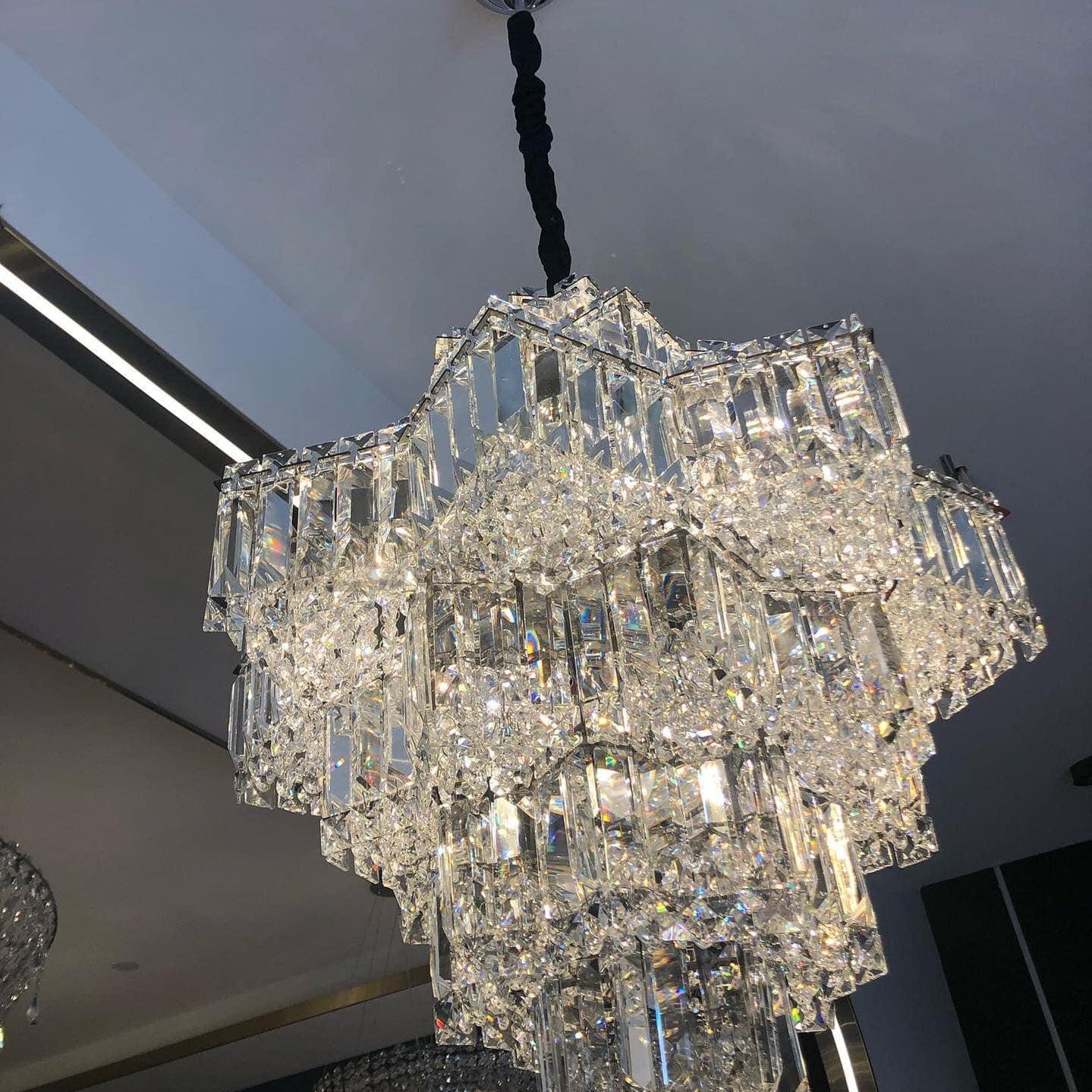 Fashion Star Shaped Chandelier Crystal Ceiling Light Fixture For Small Living Room/ Bedroom - 4 Layers / D23.6"*H15.8"/26kgWarm LightBlushlighting