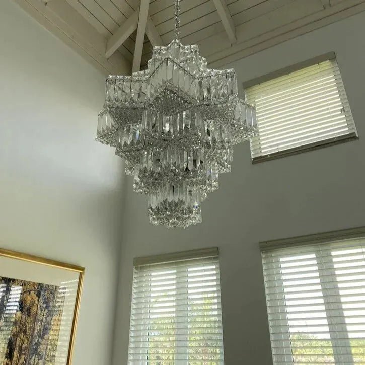 Fashion Star Shaped Chandelier Crystal Ceiling Light Fixture For Small Living Room/ Bedroom - 4 Layers / D23.6"*H15.8"/26kgWarm LightBlushlighting