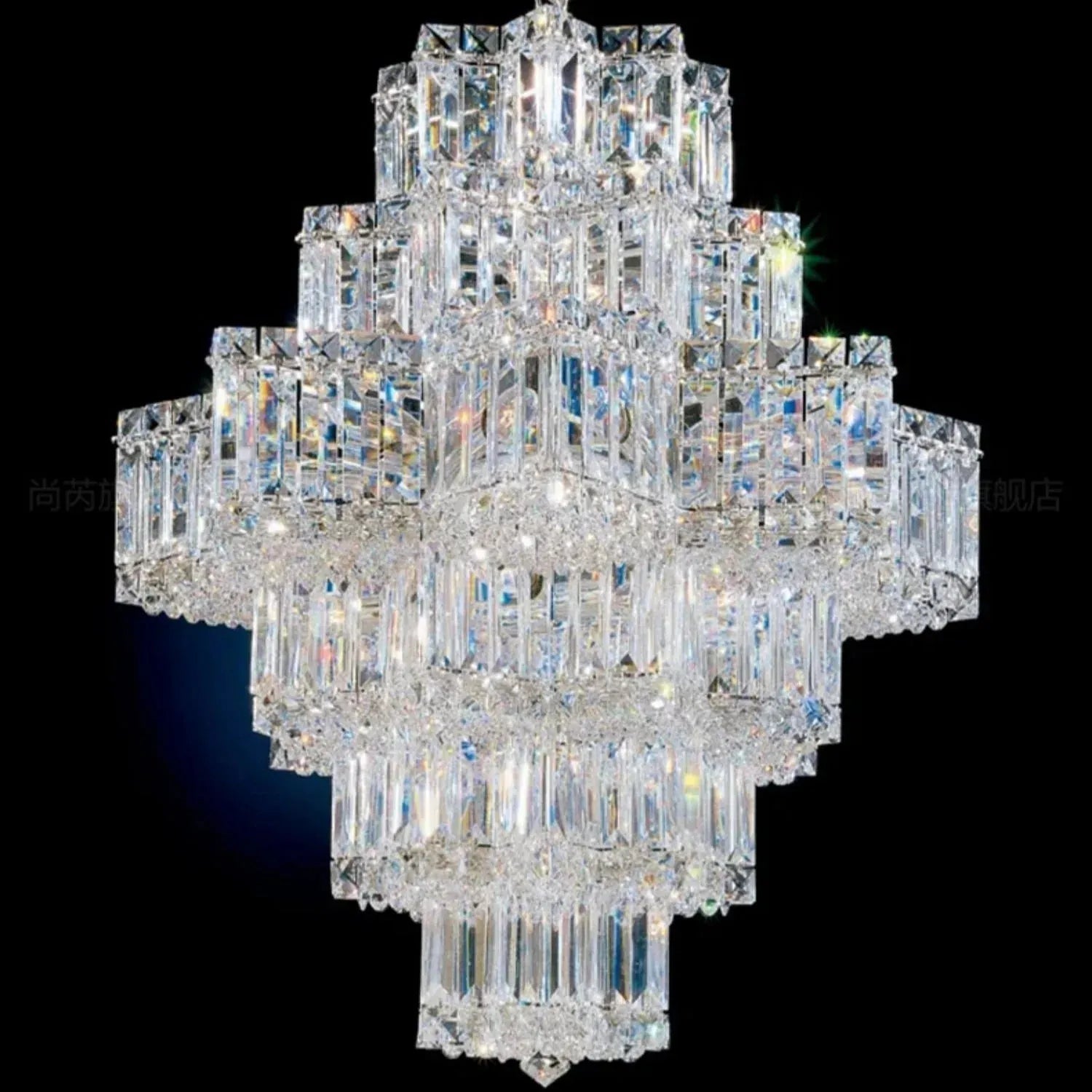 Fashion Star Shaped Chandelier Crystal Ceiling Light Fixture For Small Living Room/ Bedroom - 4 Layers / D23.6"*H15.8"/26kgWarm LightBlushlighting