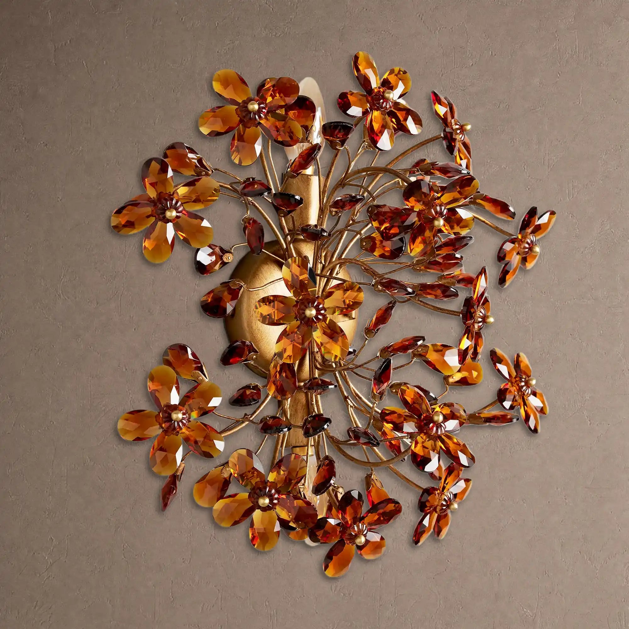 Fiore 2-Light Wall Sconce - Amber & BrassBlushlighting