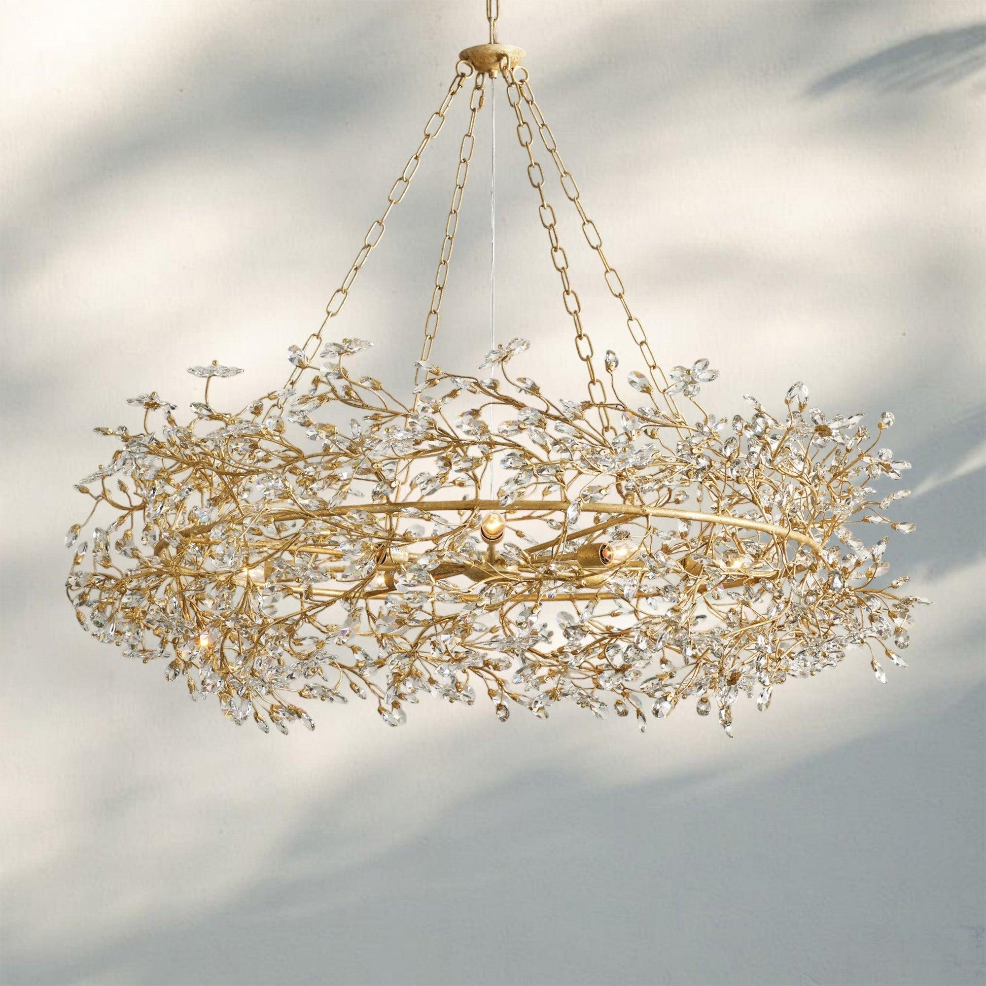 Fiore Crown Crystal Branch Chandelier 39" 48" 60“ - Gold48"Blushlighting