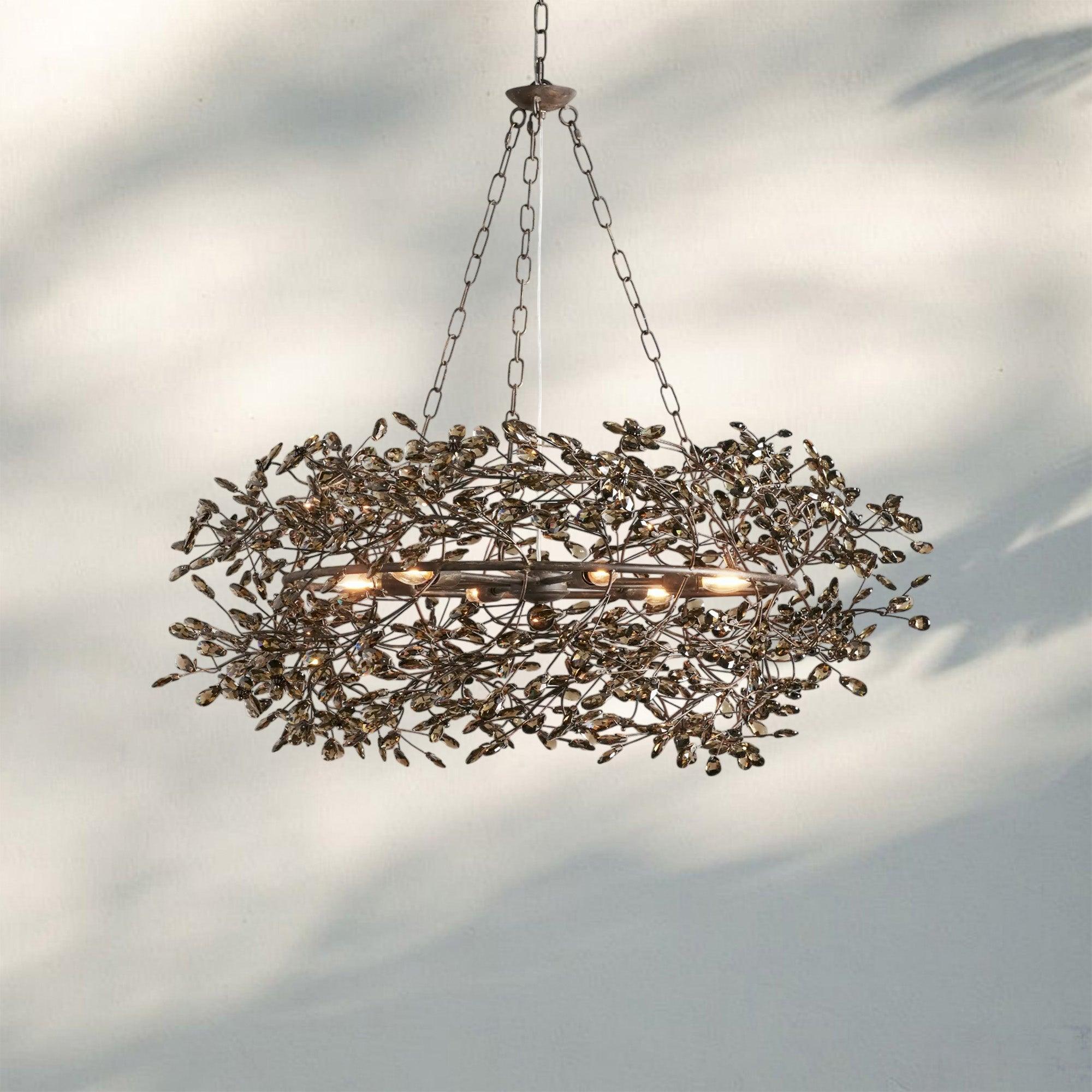 Fiore Crown Crystal Branch Chandelier 39" 48" 60“ - Bronze/Smoke48"Blushlighting