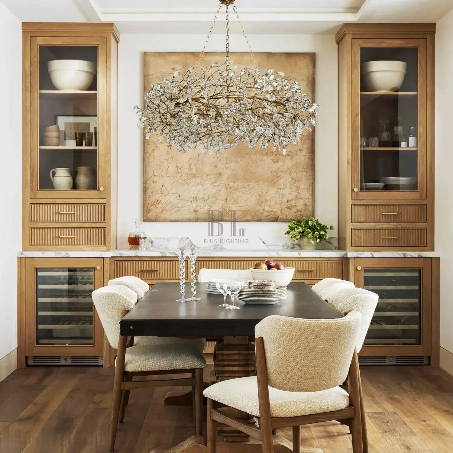 Fiore Crown Crystal Branch Chandelier 39" 48" 60“ - Gold39"Blushlighting