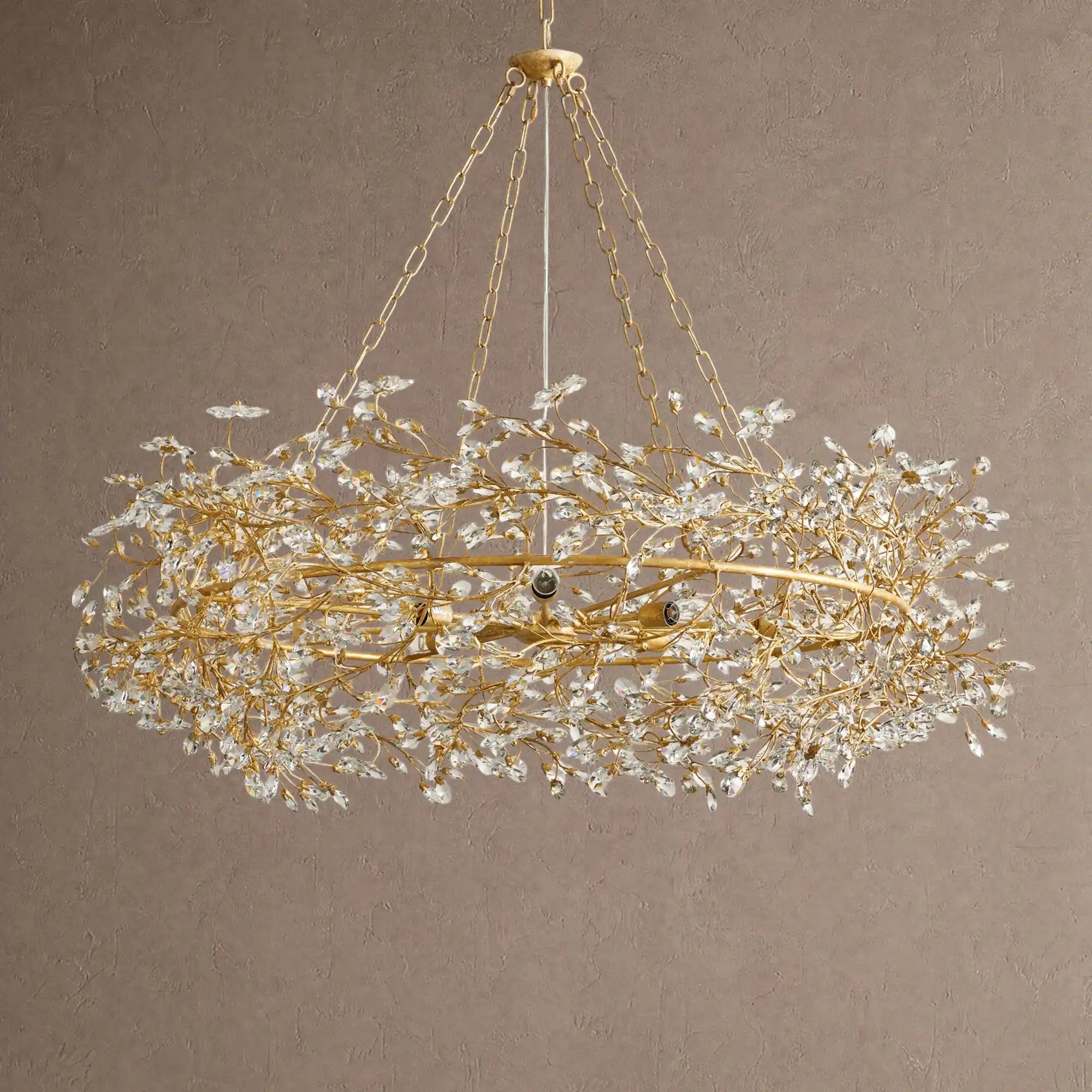 Fiore Crown Crystal Branch Chandelier 39" 48" 60“ - Black/Smoke48"Blushlighting