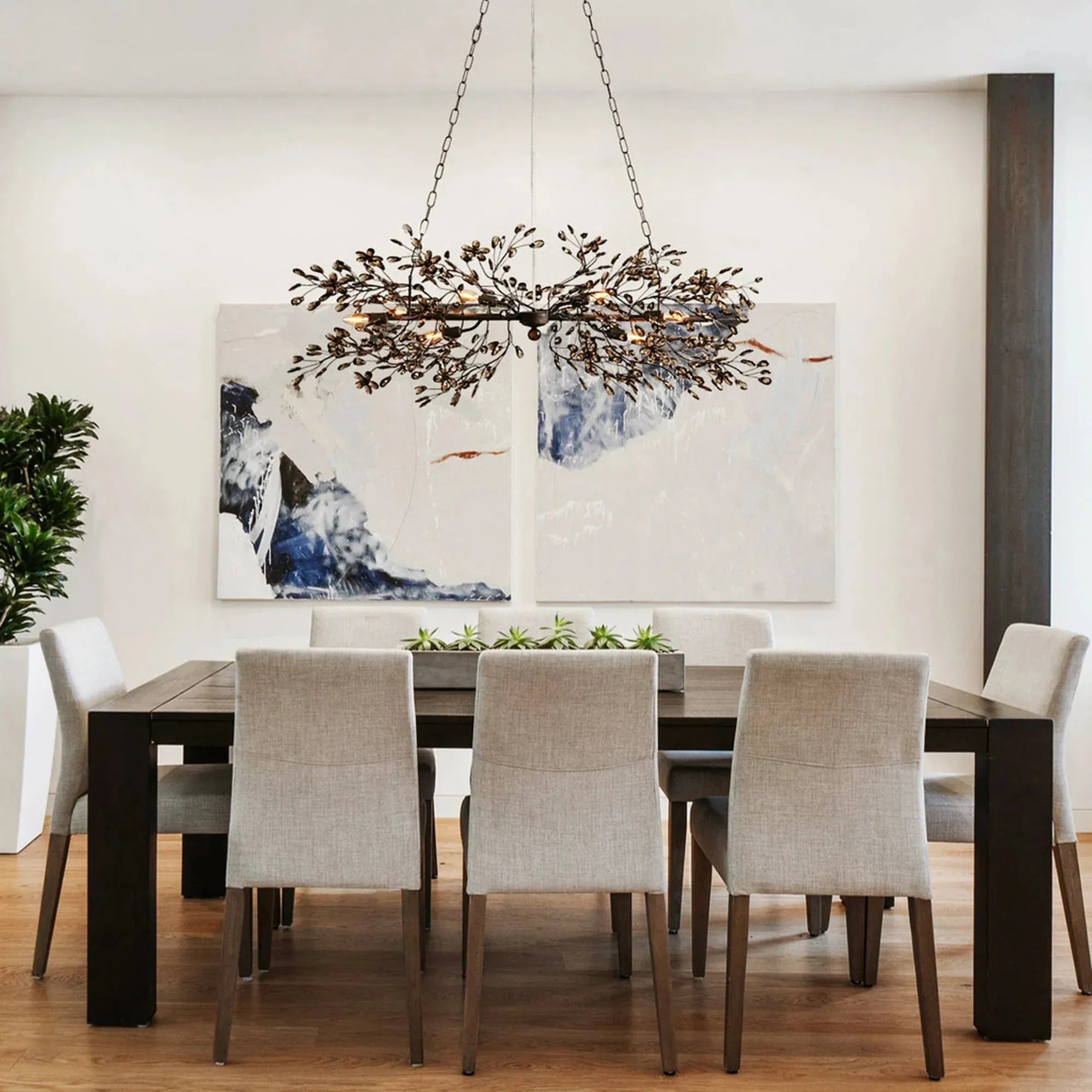 Fiore Linear Chandelier 43" 51" 68"W-Bronze/Smoke-43"-Blushlighting