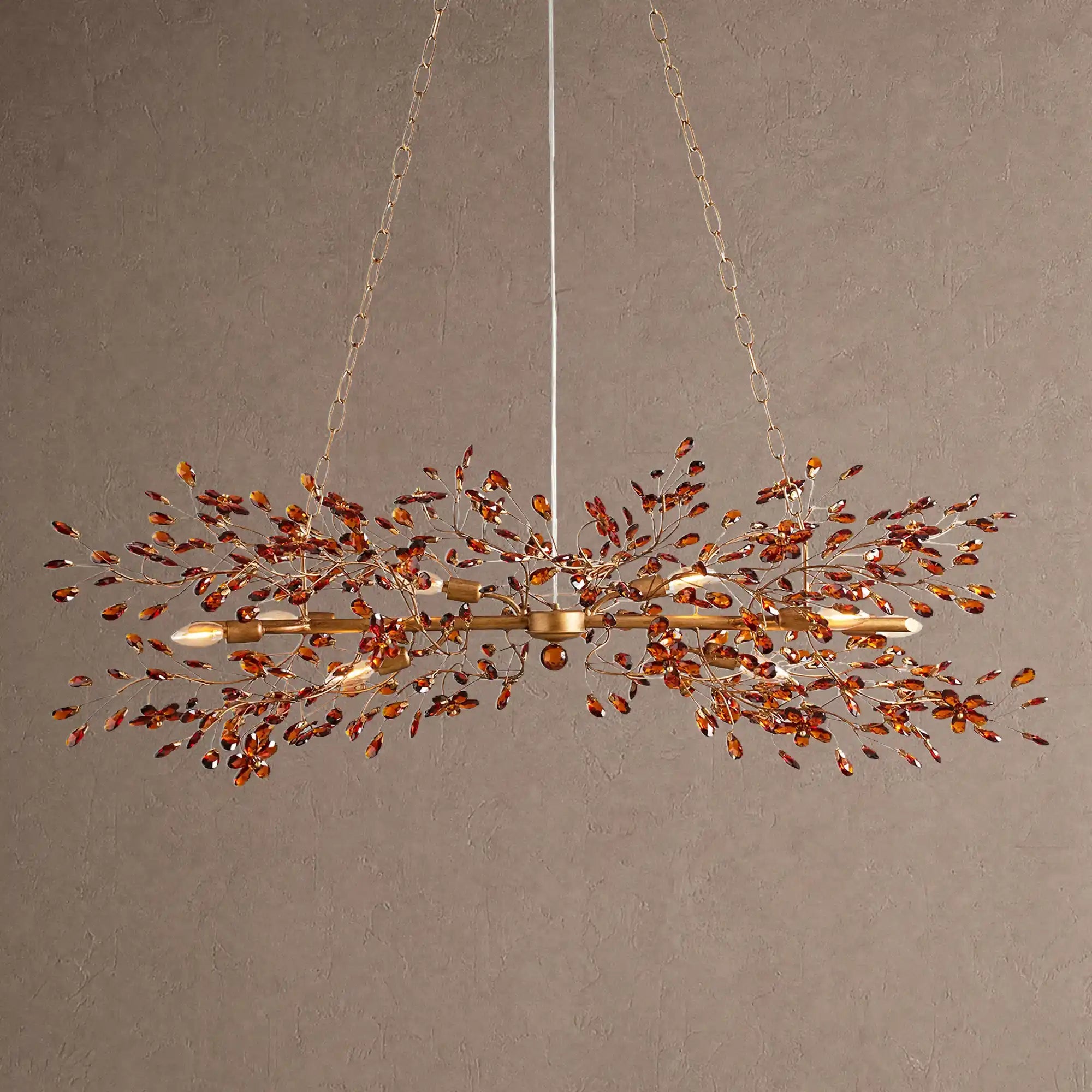 Fiore Linear Chandelier 43" 51" 68"W - Brass/Amber43"Blushlighting