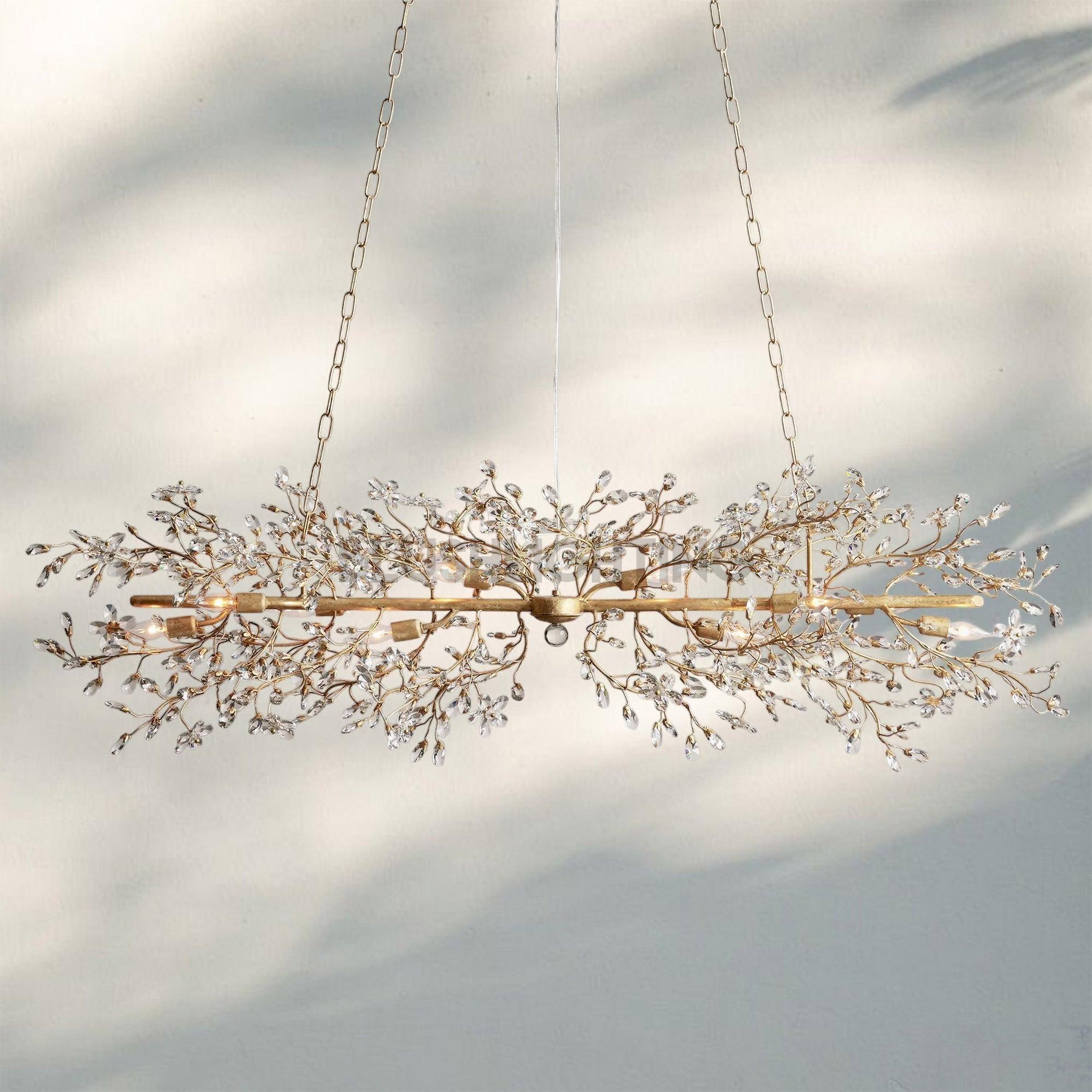 Fiore Linear Chandelier 43" 51" 68"W - Gold43"Blushlighting