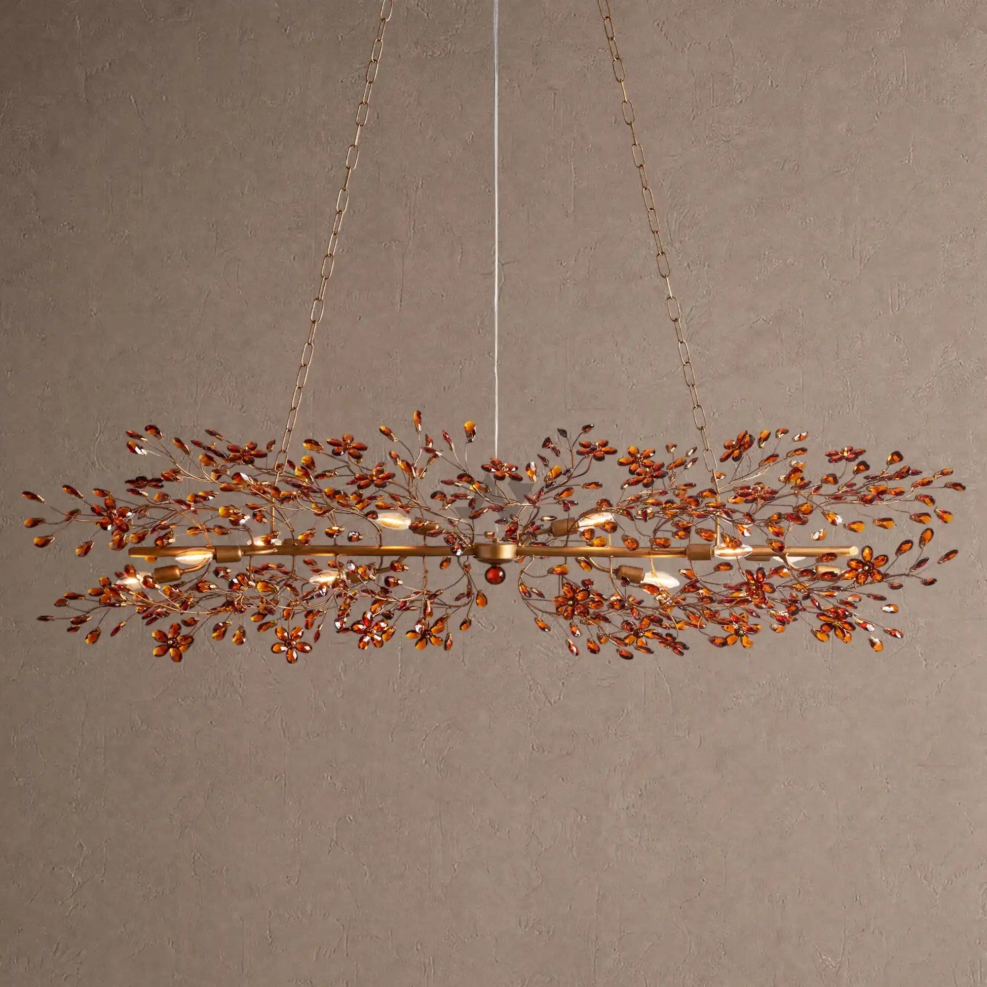 Fiore Linear Chandelier 43" 51" 68"W - Brass/Amber68"Blushlighting