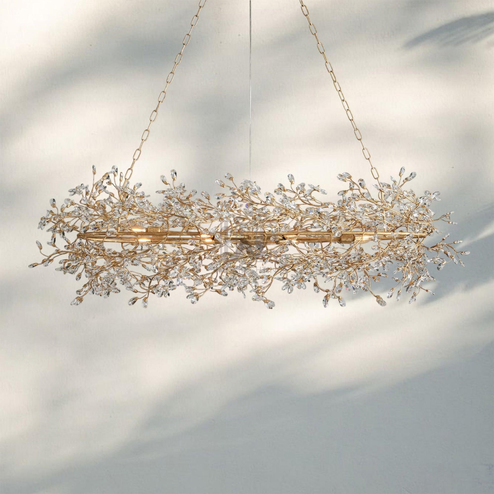 Fiore Oval Chandelier 62'' 74''-62"-Gold-