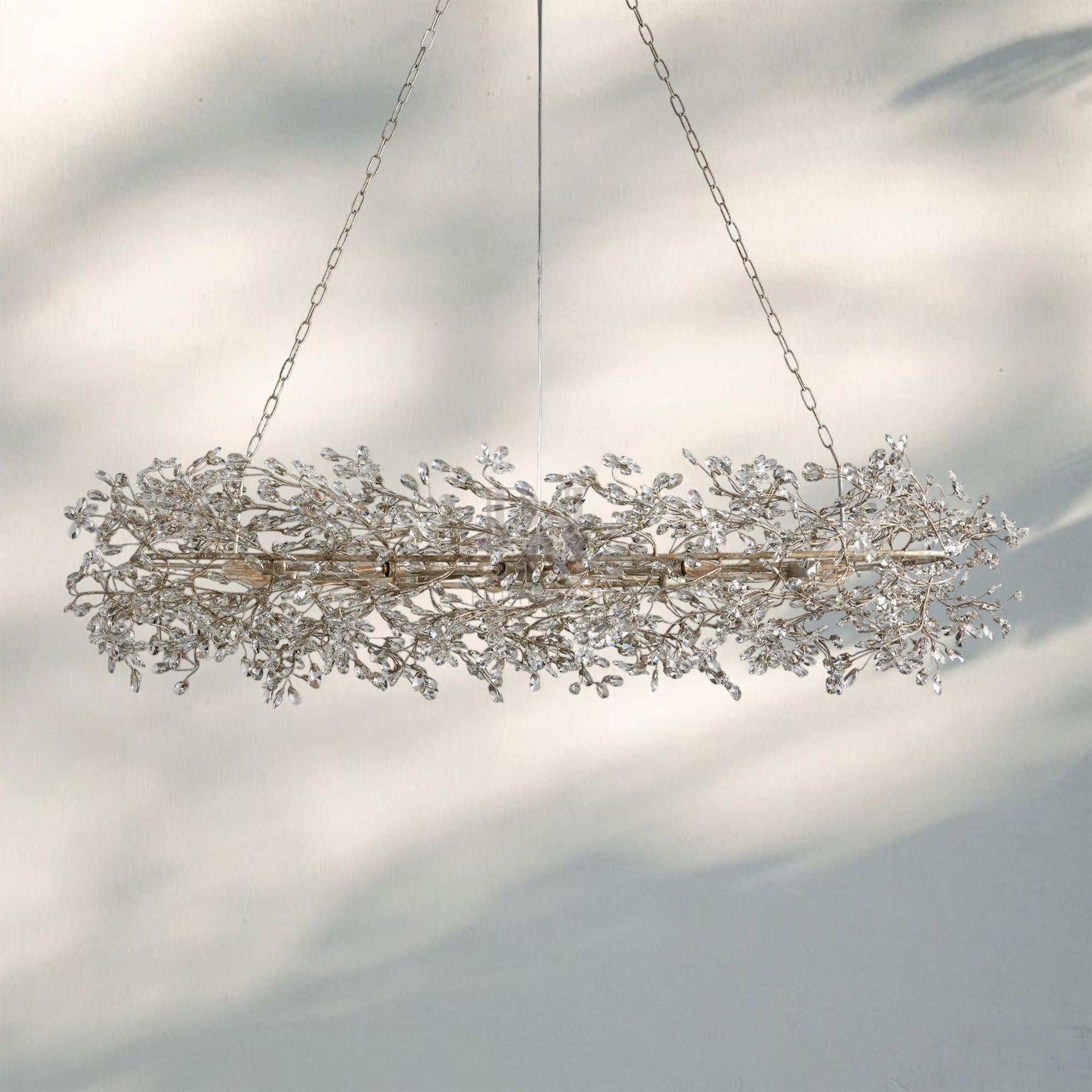 Fiore Oval Chandelier 62'' 74''-74"-Silver-