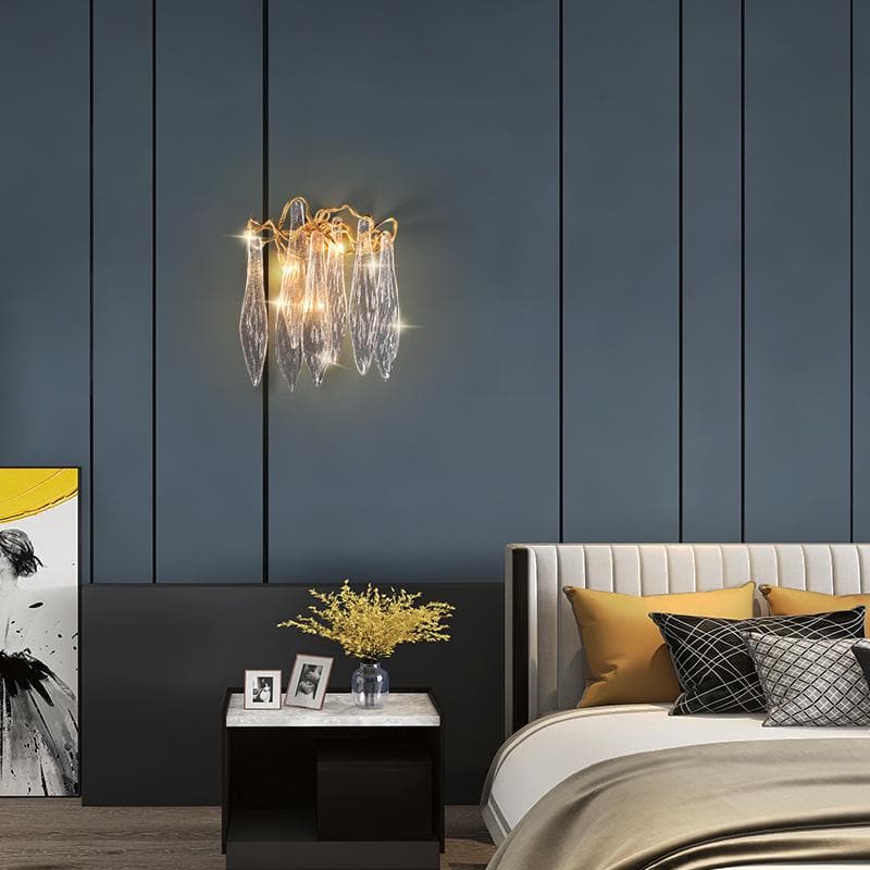 Flake Long Crystal Branch Brass Wall Sconce-Blushlighting