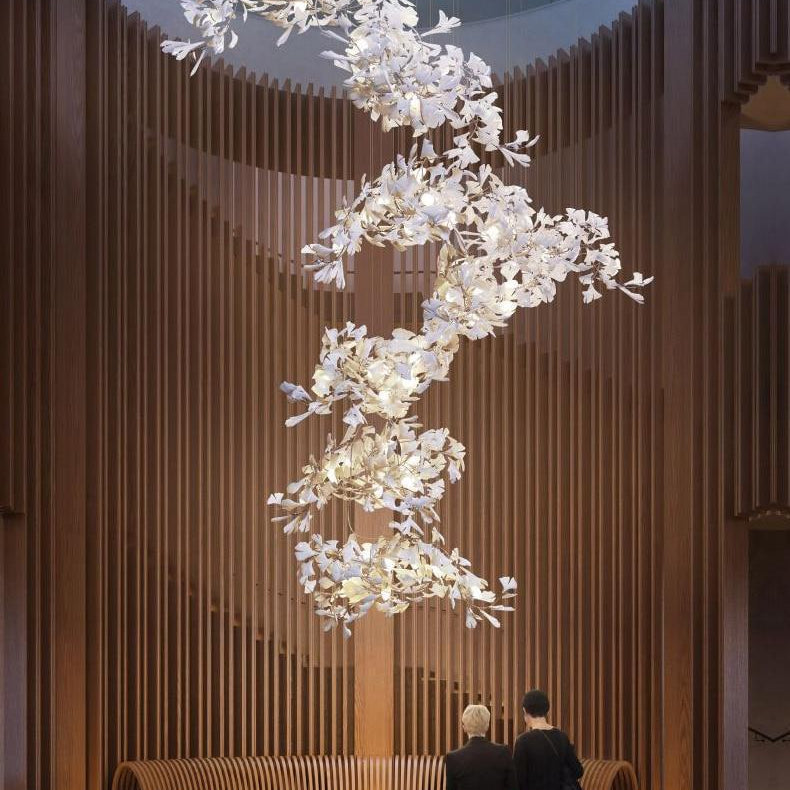 Fleur - de - lis Ceramic Branch Chandelier - Length 150 cm ( 60 in ) x Width 85 cm ( 33.5 in ) x Height 100 cm ( 39.4 in )Blushlighting