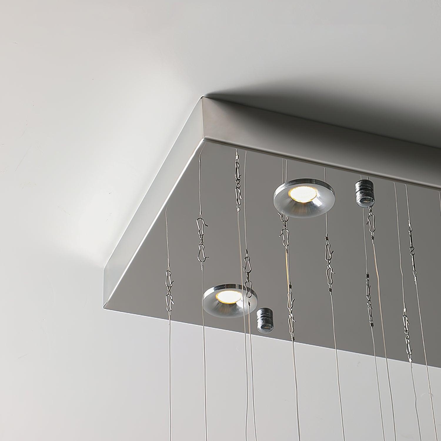 Floating Butterfly Chandelier - Long Canopy L 39.4″ x H 9.8″ x H 59.1″Silver & ClearWarm LightBlushlighting