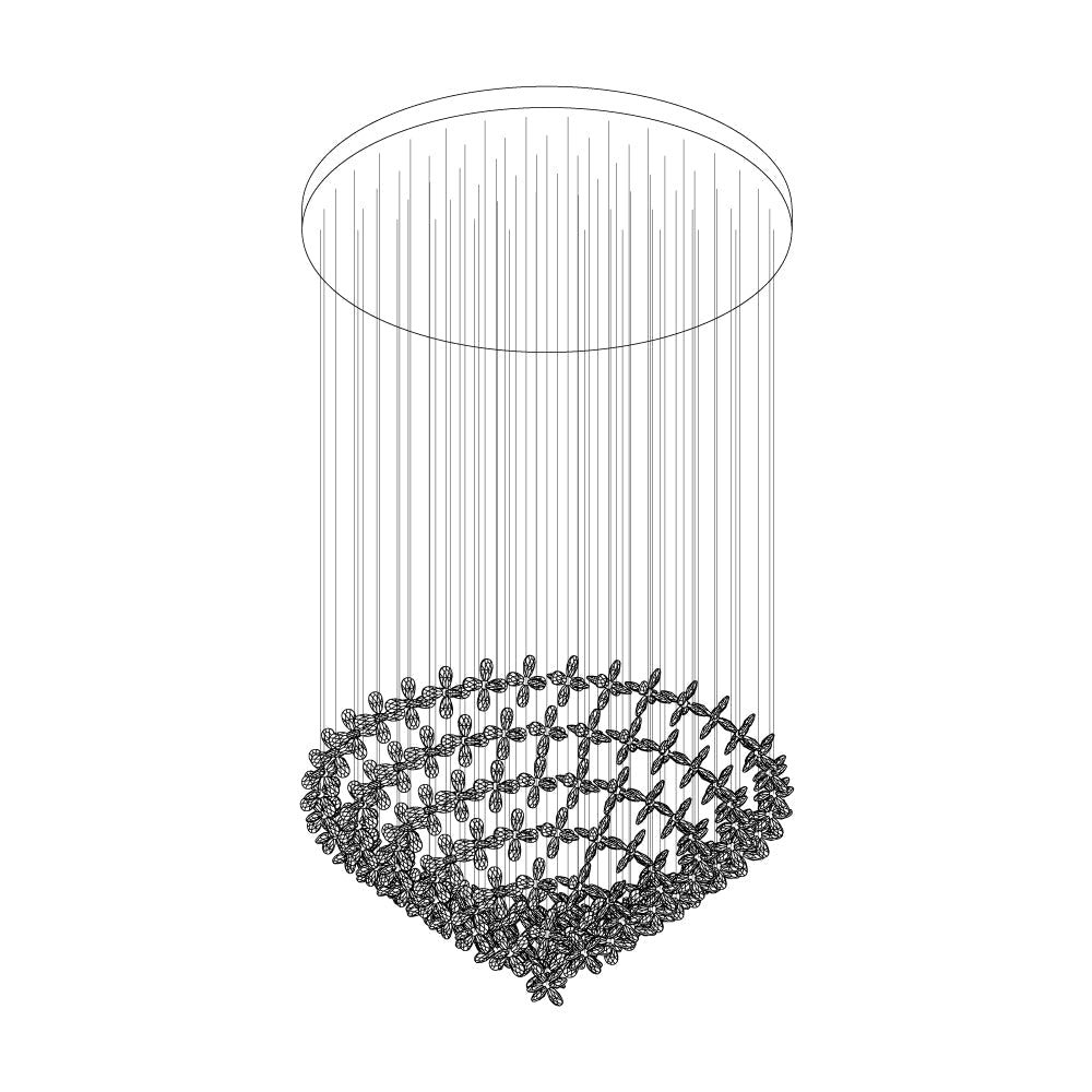 Floating Butterfly Chandelier - Long Canopy L 39.4″ x H 9.8″ x H 59.1″Silver & ClearWarm LightBlushlighting