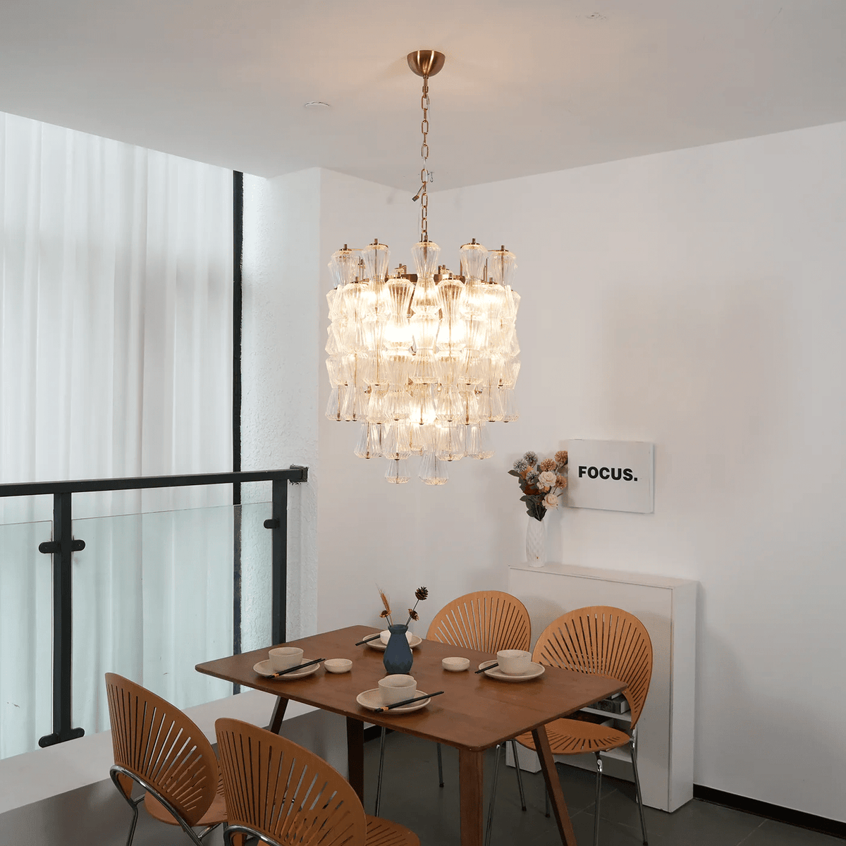 Florenzia Glass Chandelier - ∅ 25.6″ x H 32.6″Clear & GoldBlushlighting