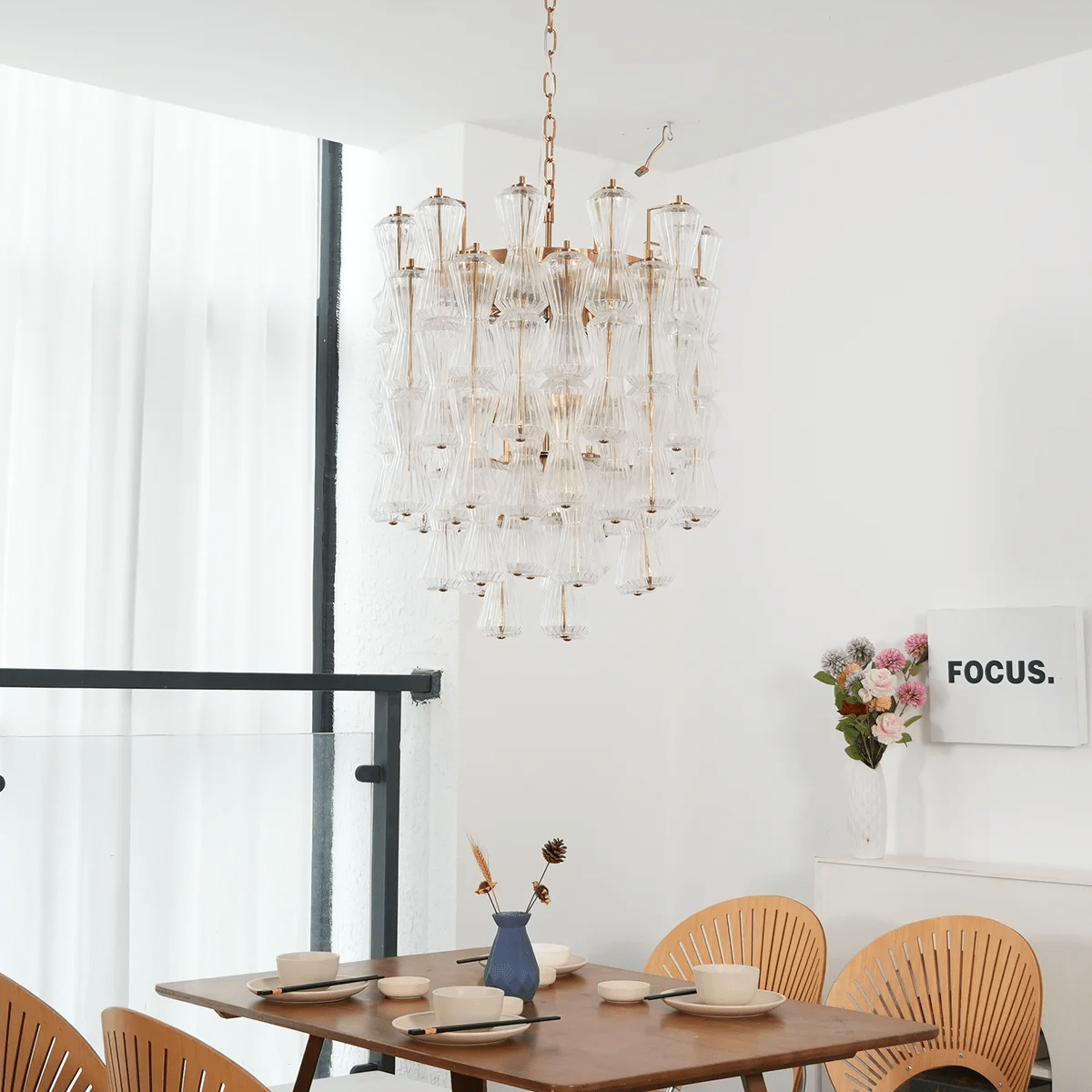 Florenzia Glass Chandelier - ∅ 25.6″ x H 32.6″Clear & GoldBlushlighting