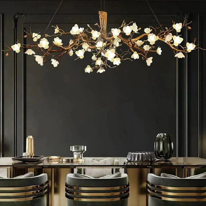 Flower Bloom Branch Brass Chandelier - Brass and WhiteDia 47.2″(120cm) x H 17.7″(45cm)Blushlighting