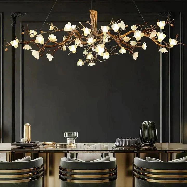 Flower Bloom Branch Brass Chandelier - Blushlighting