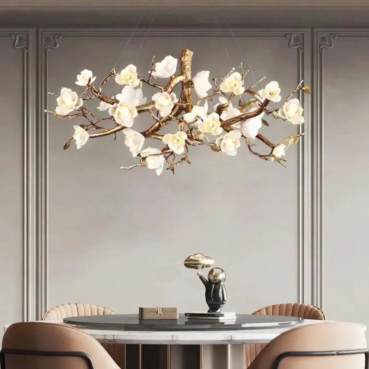 Flower Bloom Branch Brass Chandelier - Blushlighting