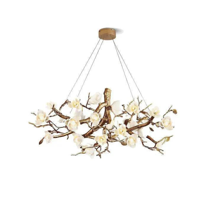 Flower Bloom Branch Brass Chandelier - Blushlighting
