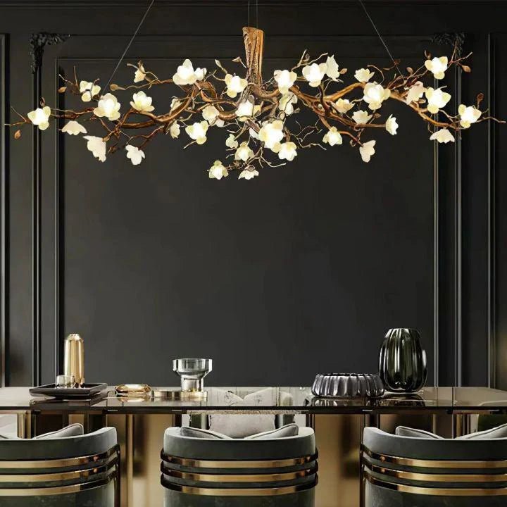 Flower Bloom Branch Brass Chandelier - Blushlighting