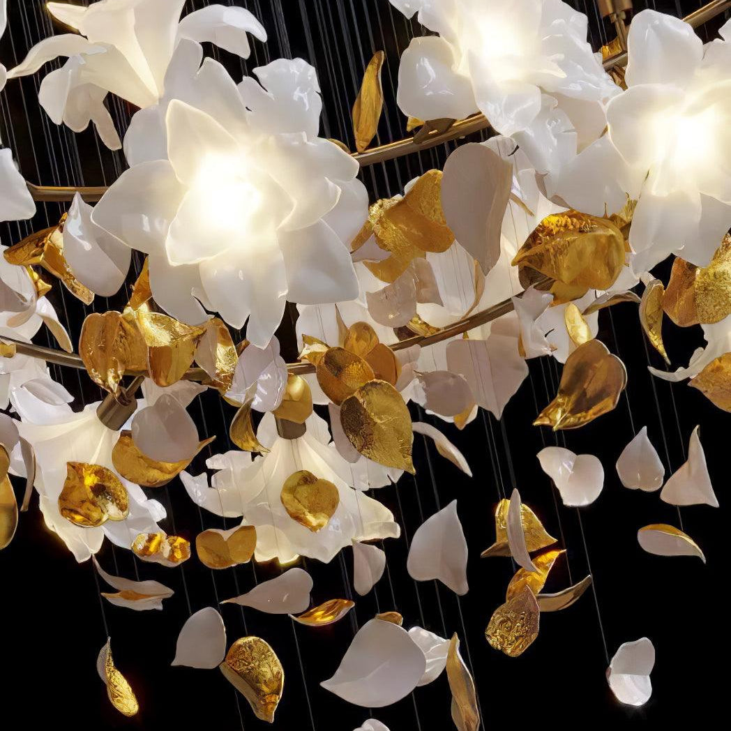 Flying Flowers Fluttering Chandelier - Model F L 31.5″ x H 23.6″ / L 80cm x H 60cmBrass & WhiteBlushlighting