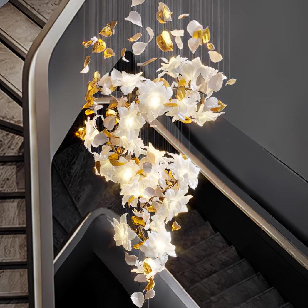 Flying Flowers Fluttering Chandelier - Model F L 31.5″ x H 23.6″ / L 80cm x H 60cmBrass & WhiteBlushlighting