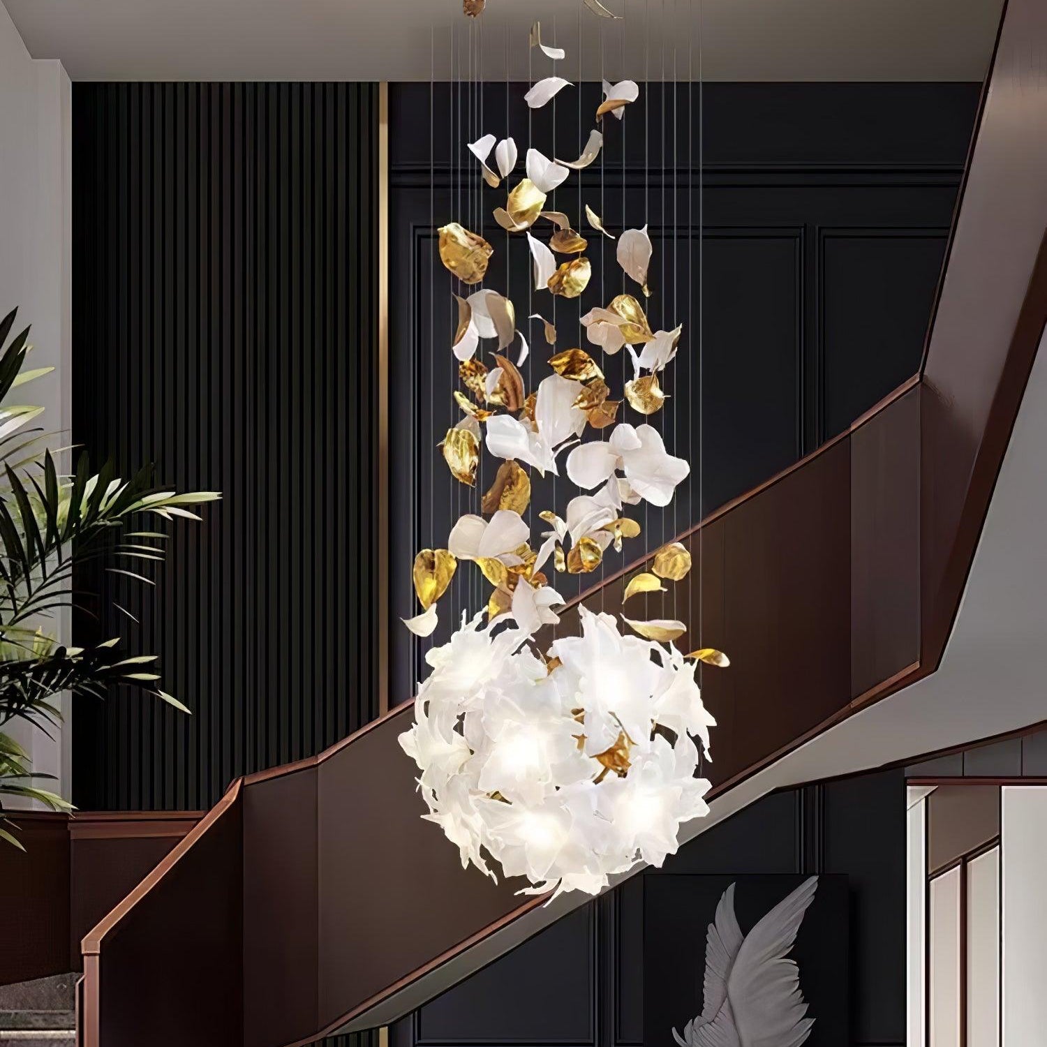 Flying Flowers Fluttering Chandelier - Model F L 31.5″ x H 23.6″ / L 80cm x H 60cmBrass & WhiteBlushlighting