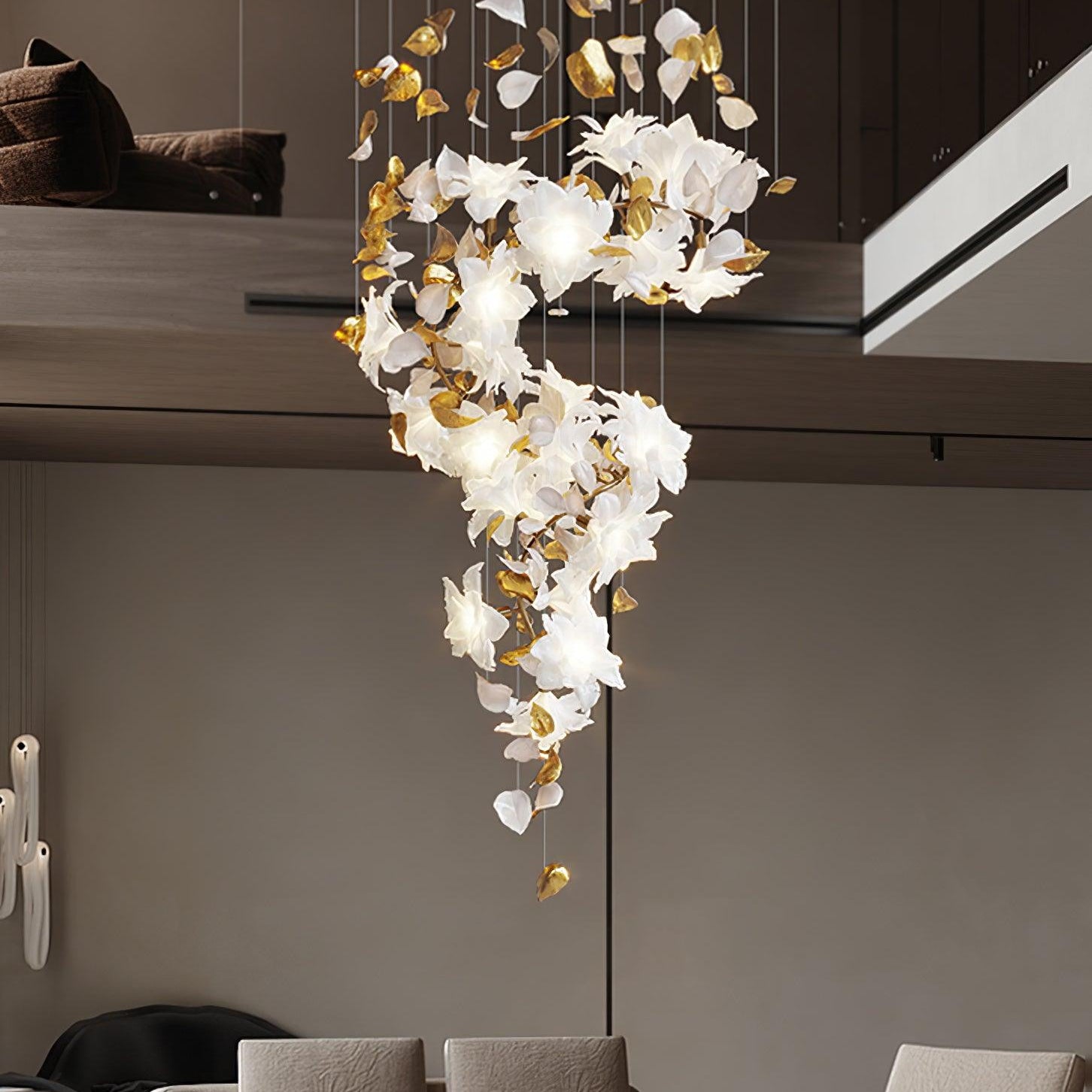 Flying Flowers Fluttering Chandelier - Model F L 31.5″ x H 23.6″ / L 80cm x H 60cmBrass & WhiteBlushlighting