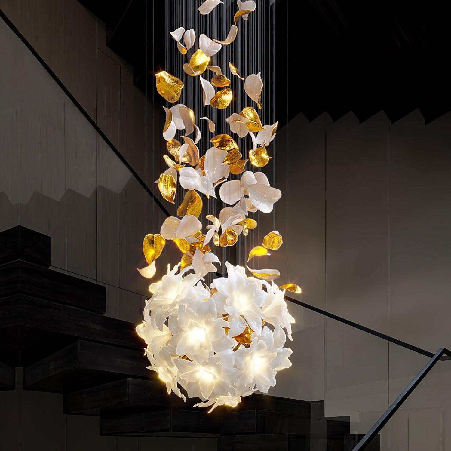 Flying Flowers Fluttering Chandelier - Model F L 31.5″ x H 23.6″ / L 80cm x H 60cmBrass & WhiteBlushlighting