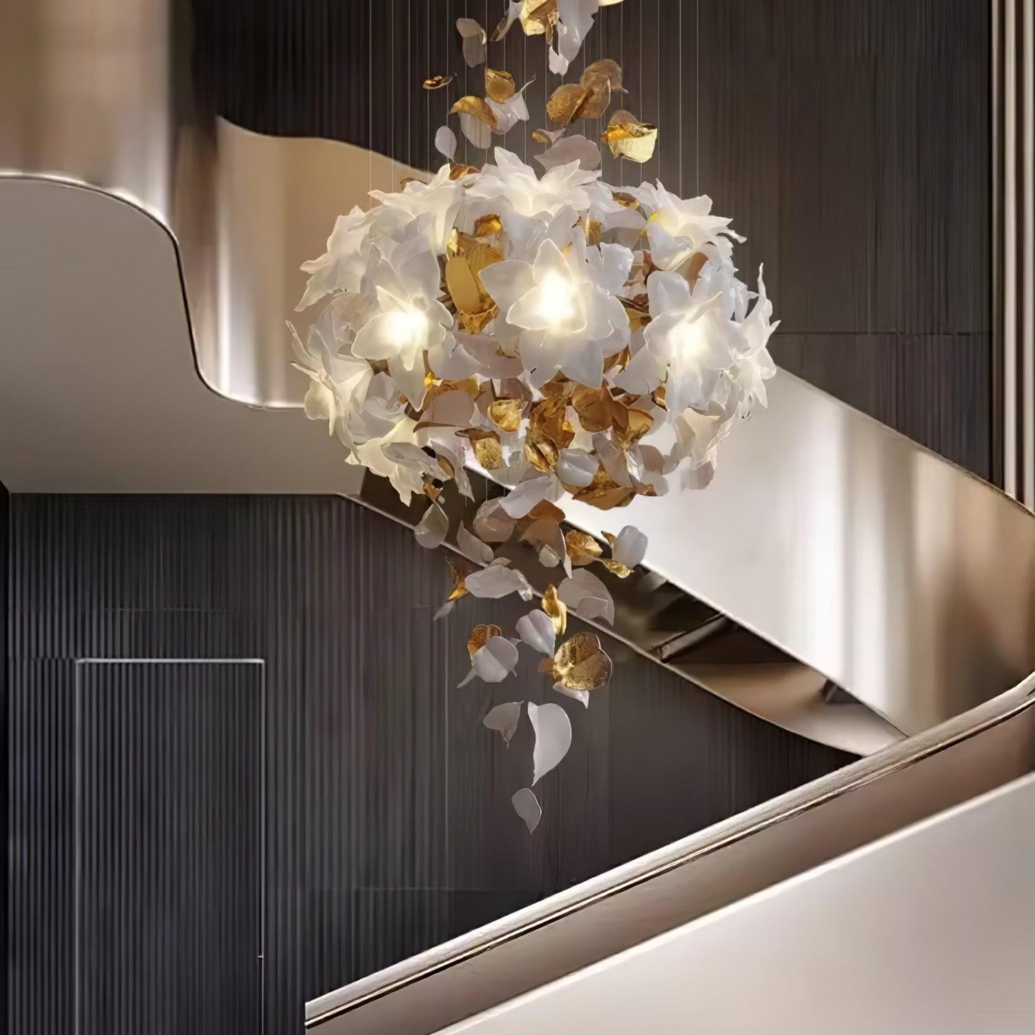 Flying Flowers Fluttering Chandelier - Model F L 31.5″ x H 23.6″ / L 80cm x H 60cmBrass & WhiteBlushlighting