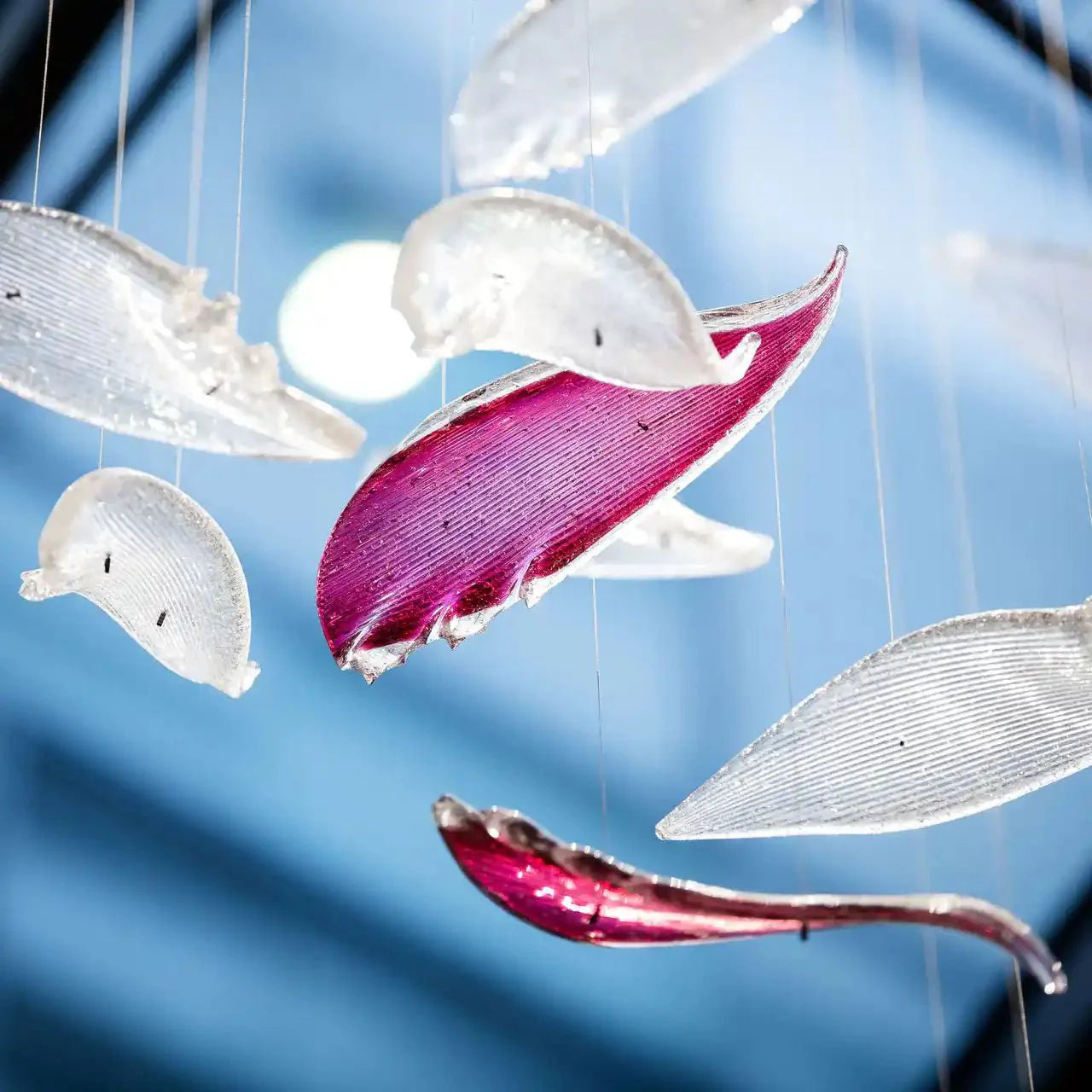 Flying Glass Feather Chandelier - Blushlighting