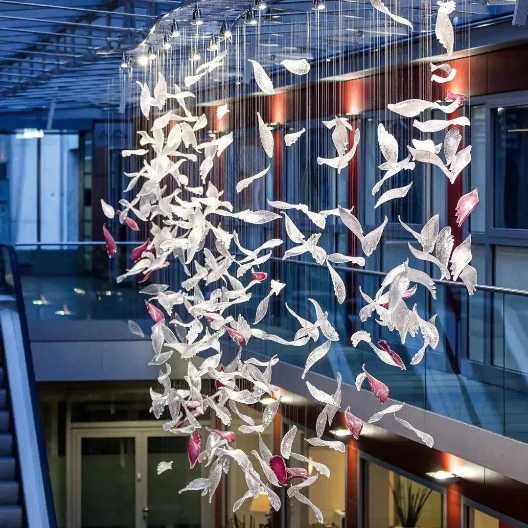 Flying Glass Feather Chandelier - L 100cm x W 60cm x H 150cm / L 39.4" x W 23.6" x H 59.1"Blushlighting