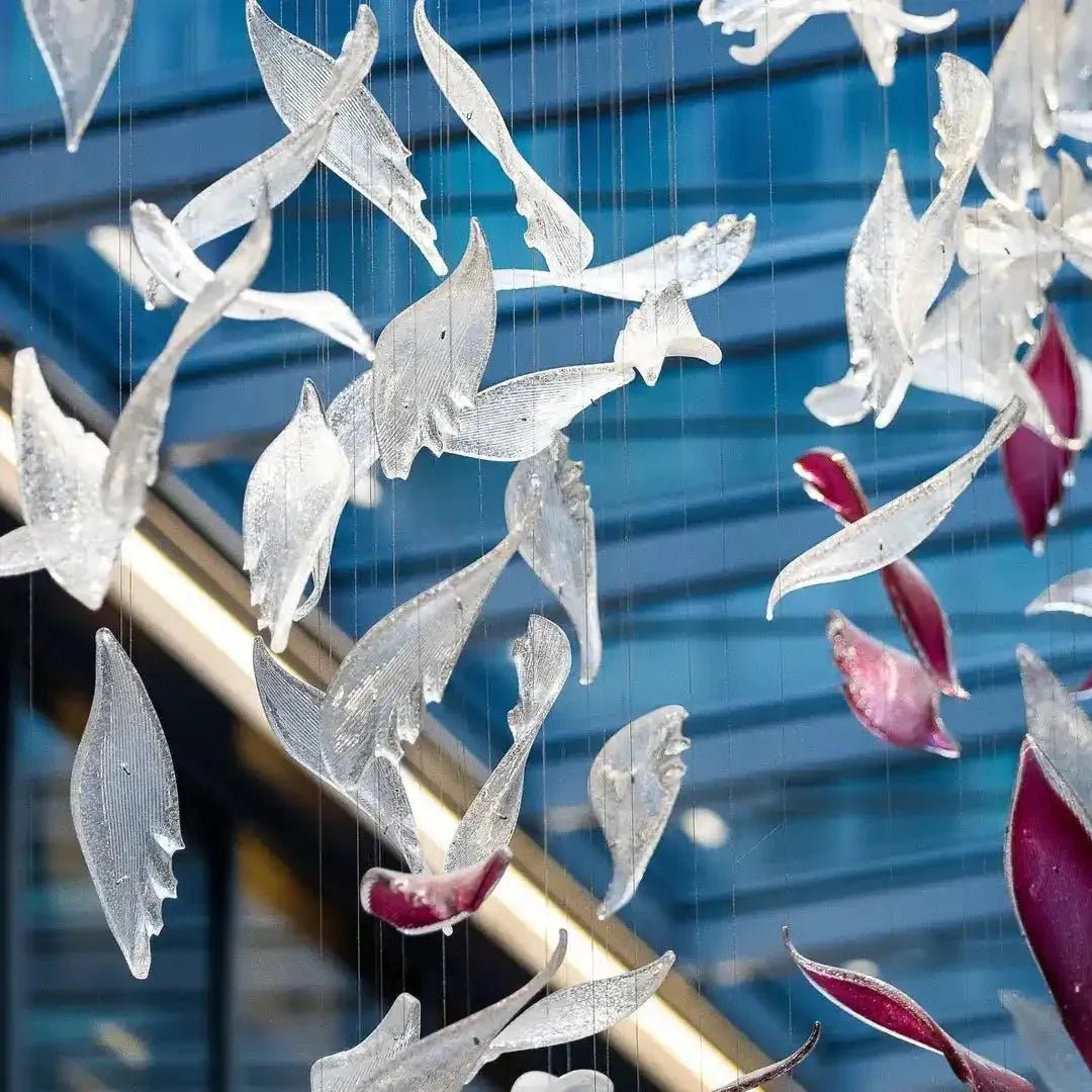 Flying Glass Feather Chandelier - L 100cm x W 60cm x H 150cm / L 39.4" x W 23.6" x H 59.1"Blushlighting