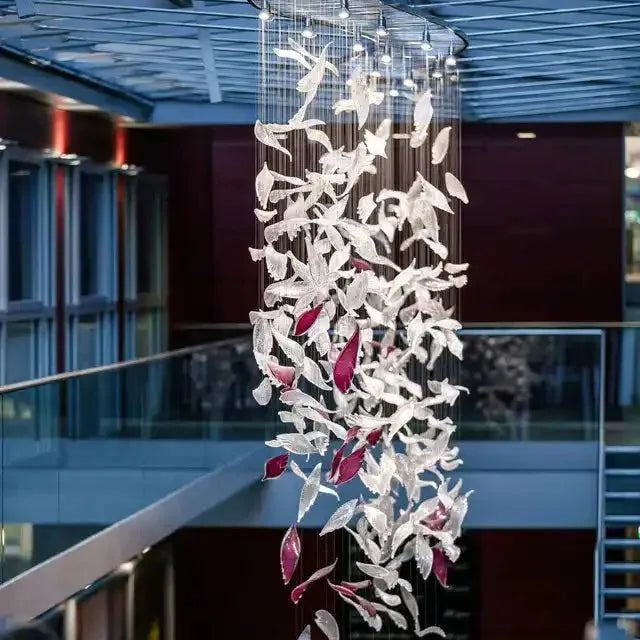 Flying Glass Feather Chandelier - L 100cm x W 60cm x H 150cm / L 39.4" x W 23.6" x H 59.1"Blushlighting