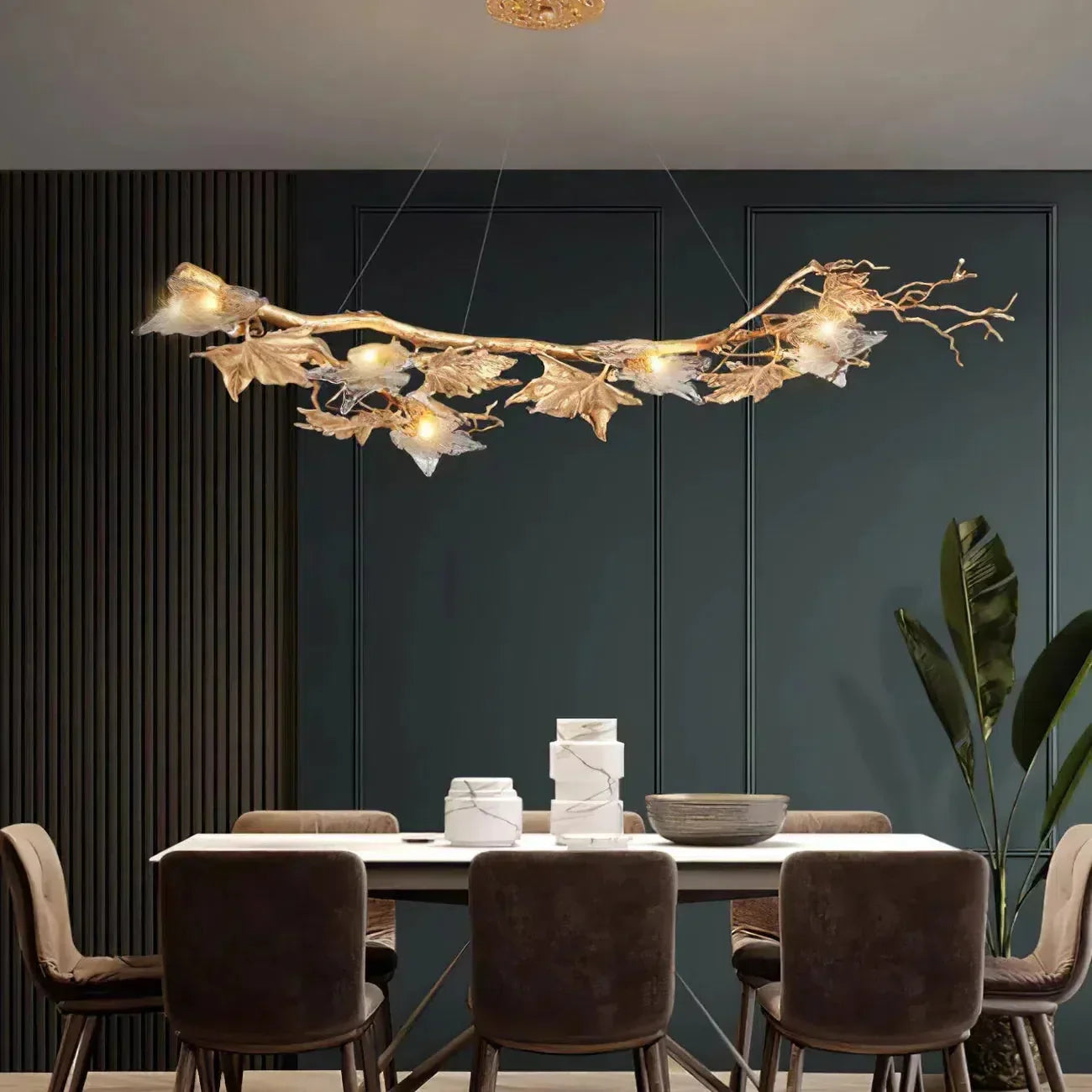 Folio Branch Brass Chandelier-chandeliers for dining room,chandeliers for stairways,chandeliers for foyer,chandeliers for bedrooms,chandeliers for kitchen,chandeliers for living room-Blushlighting