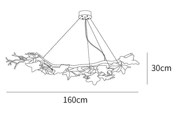 Folio Branch Brass Chandelier - Dia 63″(160cm) x W 20.5″(52cm) x H 11.8″(30cm)Blushlighting