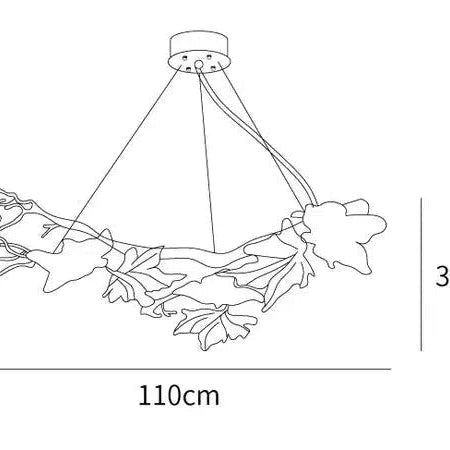Folio Branch Brass Chandelier - Dia 43.3″(110cm) x W 20.5″(52cm) x H 11.8″(30cm)Blushlighting