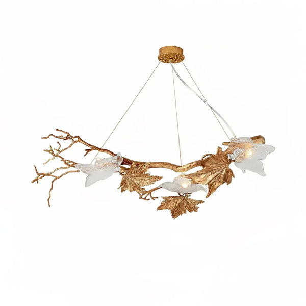 Folio Branch Brass Chandelier - Dia 43.3″(110cm) x W 20.5″(52cm) x H 11.8″(30cm)Blushlighting